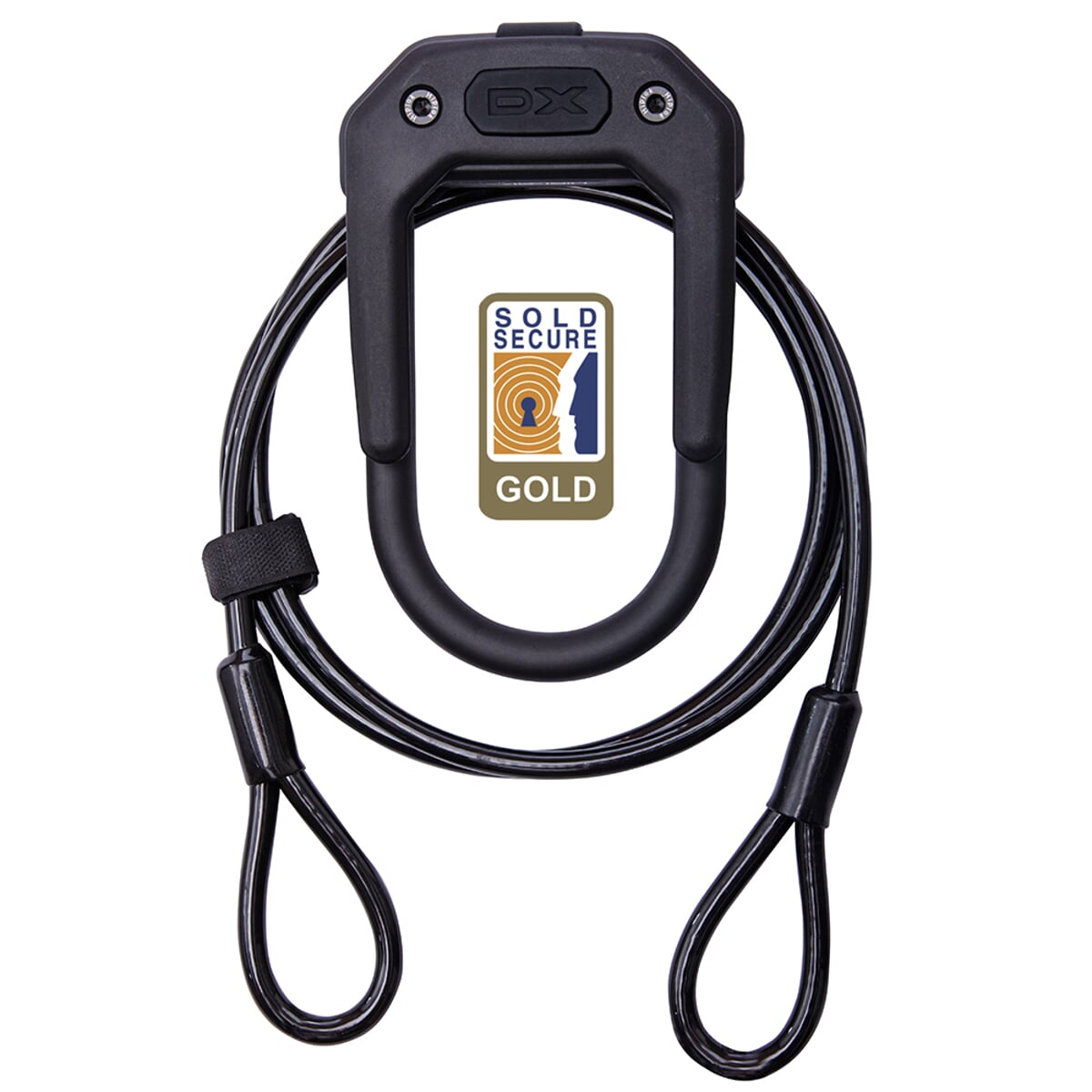 Zapięcie Rowerowe Hiplok DX Plus U-Lock z Linką 2m, Certyfikat Sold Secure Gold, Czarne