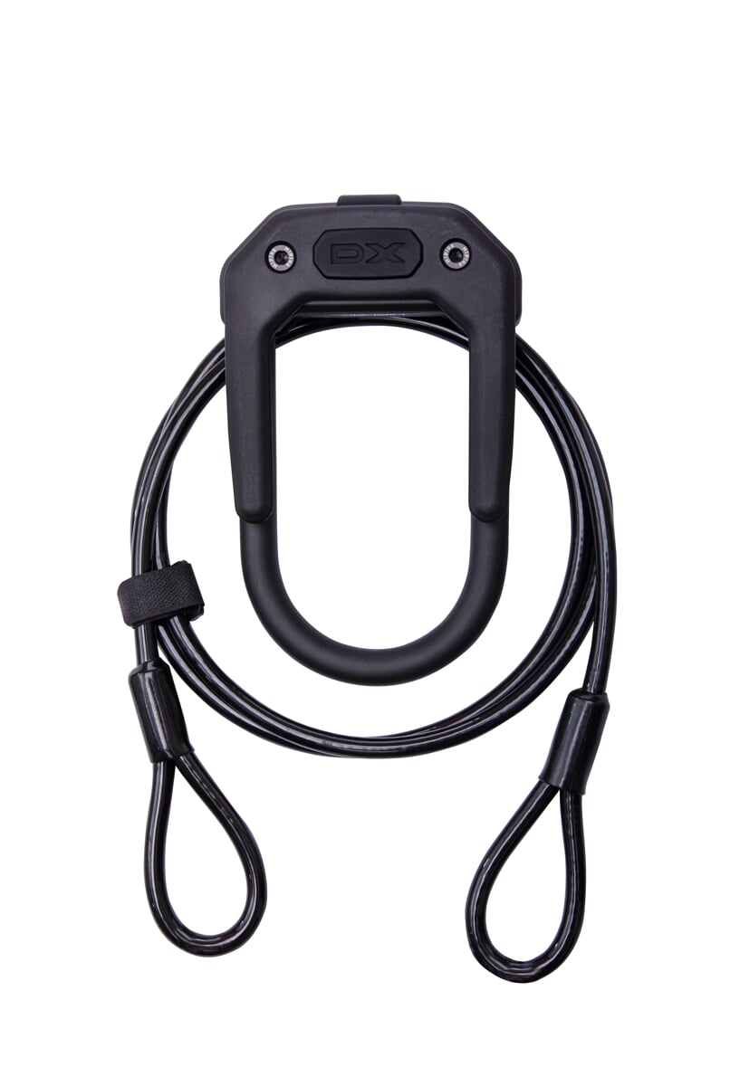 Zapięcie Rowerowe Hiplok DX Plus U-Lock z Linką 2m, Certyfikat Sold Secure Gold, Czarne